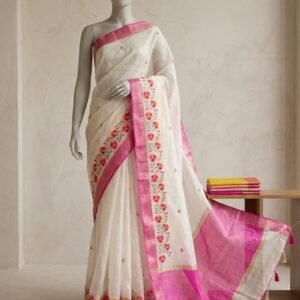 Elegant off-white organza saree for women